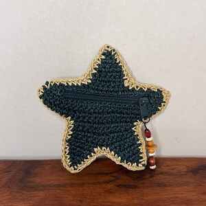Vintage Old Navy Green Starfish Paper Yarn Coin Purse Boho Beach Y2K Hippie